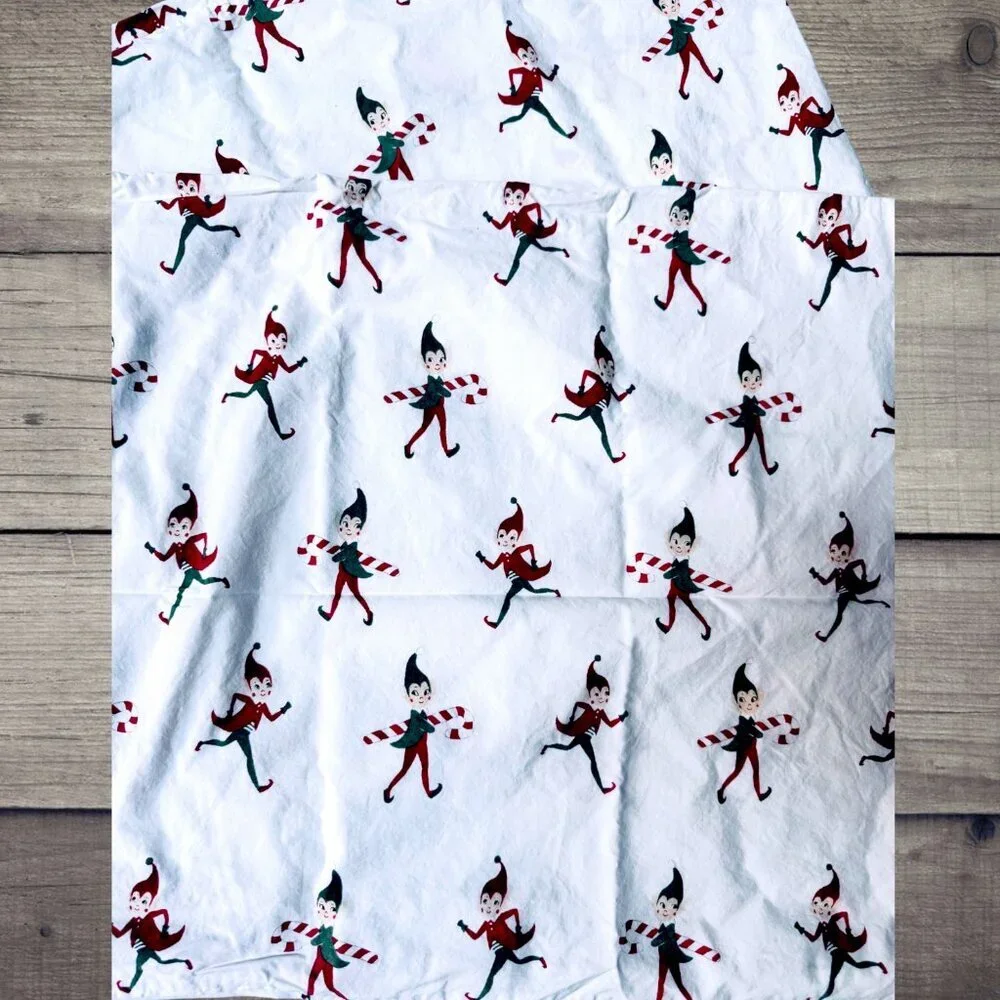 Pottery Barn Kids Holiday Elf Pillowcases Set of 2 Christmas Sheets Bedding